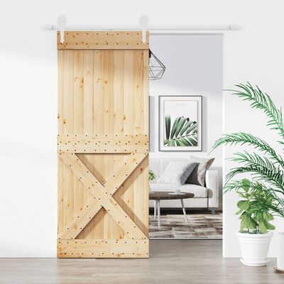 vidaXL Sliding Door with Hardware Set 85x210 cm Solid Wood Pine