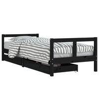 vidaXL Kids Bed Frame with Drawers Black 80x200 cm Solid Wood Pine