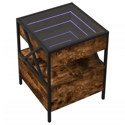 vidaXL Coffee Table with Infinity LED Smoked Oak 40x40x51 cm