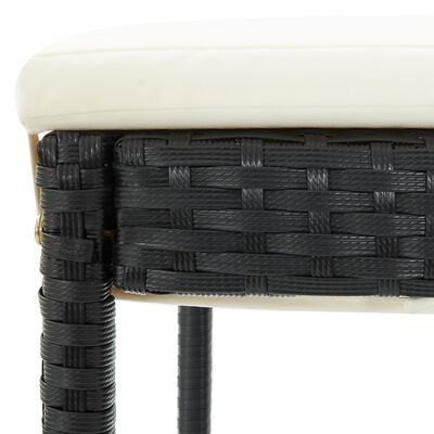 vidaXL Garden Bar Stools with Cushions 2 pcs Black Poly Rattan