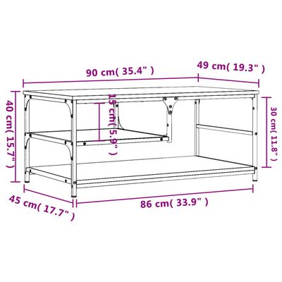 vidaXL Coffee Table Black 90x49x40 cm Engineered Wood