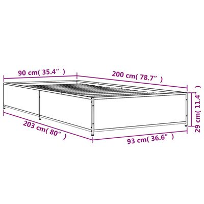 vidaXL Bed Frame without Mattress Sonoma Oak 90x200 cm