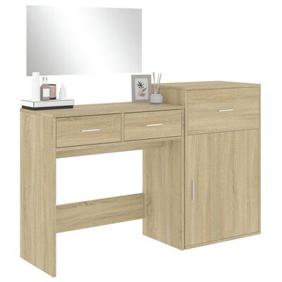 vidaXL 3 Piece Dressing Table Set Sonoma Oak Engineered Wood