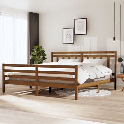 vidaXL Bed Frame without Mattress Honey Brown Solid Wood 200x200 cm (810453+814117)