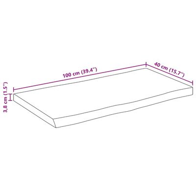 vidaXL Table Top 100x40x3.8 cm Live Edge Solid Wood Mango