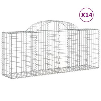 vidaXL Arched Gabion Baskets 14 pcs 200x50x80/100 cm Galvanised Iron