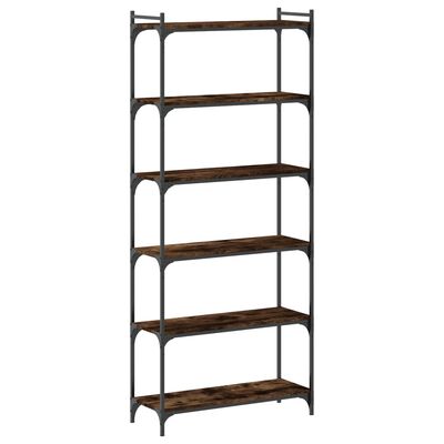 vidaXL Bookcase 6-Tier Smoked Oak 80x30x188 cm Engineered Wood