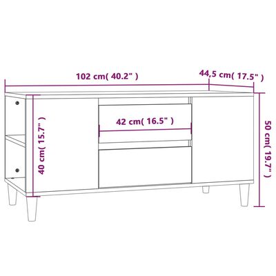 vidaXL TV Cabinet Black 102x44.5x50 cm Engineered Wood