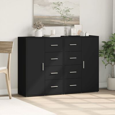 vidaXL Sideboards 2 pcs Black 60x31x84 cm Engineered Wood