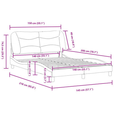 vidaXL Bed Frame with LED without Mattress Brown 140x200 cm