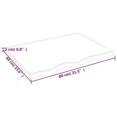 vidaXL Table Top 80x60x2 cm Untreated Solid Wood Oak