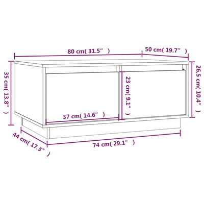 vidaXL Coffee Table Honey Brown 80x50x35 cm Solid Wood Pine