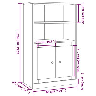 vidaXL Highboard High Gloss White 60x35.5x103.5 cm Engineered Wood