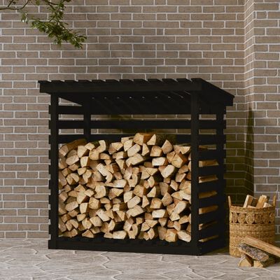 vidaXL Firewood Rack Black 108x73x108 cm Solid Wood Pine