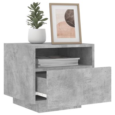 vidaXL Bedside Cabinets with LED Lights 2 pcs Concrete Grey 40x39x37 cm