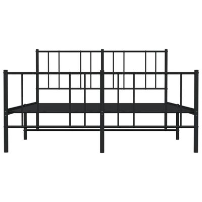 vidaXL Metal Bed Frame without Mattress with Footboard Black 140x200 cm