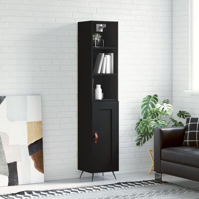 vidaXL Highboard Black 34.5x34x180 cm Engineered Wood