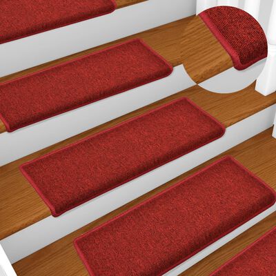 vidaXL Carpet Stair Treads 15 pcs 65x21x4 cm Red