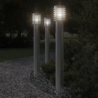 vidaXL Outdoor Floor Lamp Silver 110cm Stainless Steel