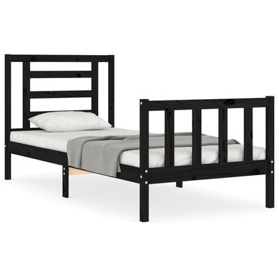 vidaXL Bed Frame without Mattress Black 90x200 cm Solid Wood Pine