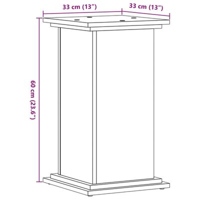 vidaXL Plant Stand Smoked Oak 33x33x60 cm Engineered Wood