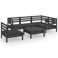 vidaXL 6 Piece Garden Lounge Set Solid Pinewood Black