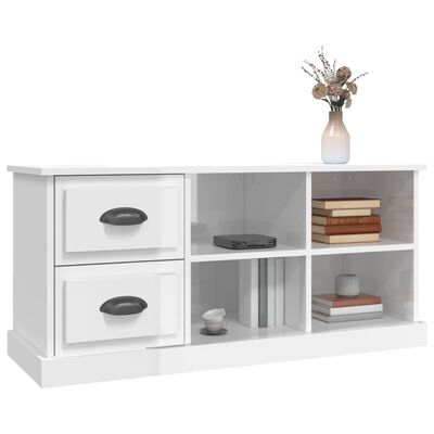 vidaXL TV Cabinet High Gloss White 102x35.5x47.5 cm Engineered Wood