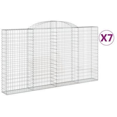 vidaXL Arched Gabion Baskets 7 pcs 300x30x160/180 cm Galvanised Iron