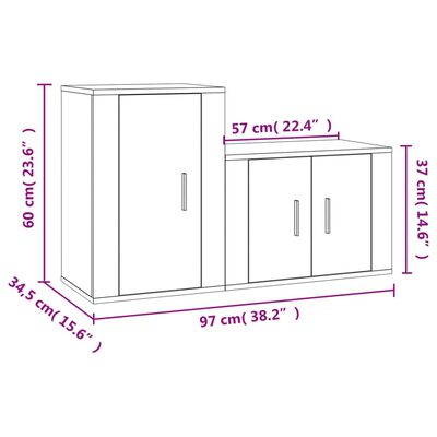 vidaXL 2 Piece TV Cabinet Set Smoked Oak Engineered Wood