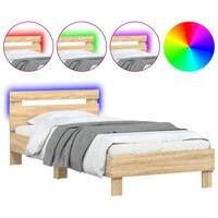 vidaXL Bed Frame without Mattress with LED Lights Sonoma Oak 75x190 cm Small Single