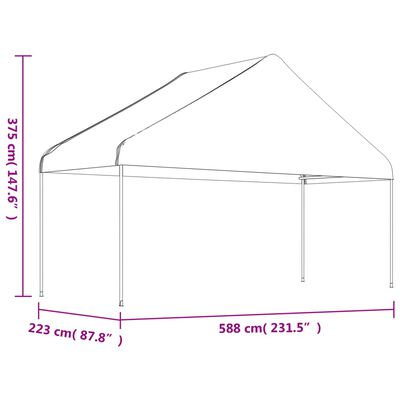 vidaXL Gazebo with Roof White 5.88x2.23x3.75 m Polyethylene
