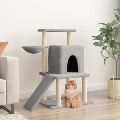 vidaXL Cat Tree with Sisal Scratching Posts Light Grey 96.5 cm