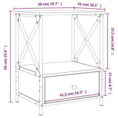 vidaXL Bedside Tables 2 pcs Grey Sonoma 50x41x65 cm Engineered Wood