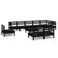 vidaXL 10 Piece Garden Lounge Set Solid Wood Pine Black