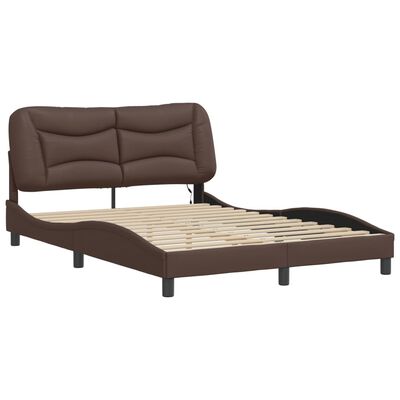 vidaXL Bed Frame with LED without Mattress Brown 140x200 cm