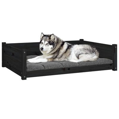 vidaXL Dog Bed Black 105.5x75.5x28 cm Solid Pine Wood