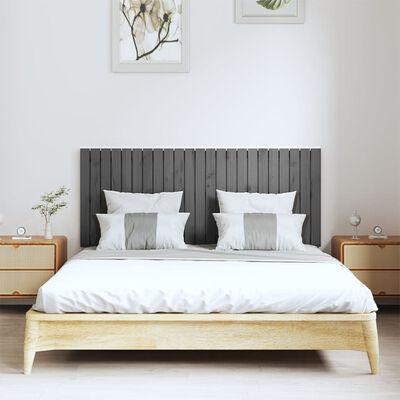 vidaXL Wall Headboard Grey 147x3x60 cm Solid Wood Pine