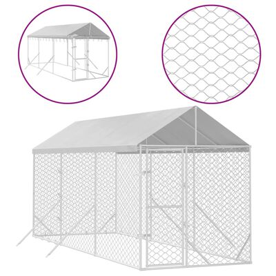 vidaXL Outdoor Dog Kennel with Roof Silver 2x6x2.5 m Galvanised Steel