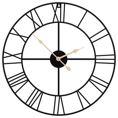 vidaXL Wall Clock Black Ø50 cm Iron