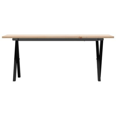 vidaXL Coffee Table X-Frame 110x40x45 cm Solid Wood Pine and Cast Iron