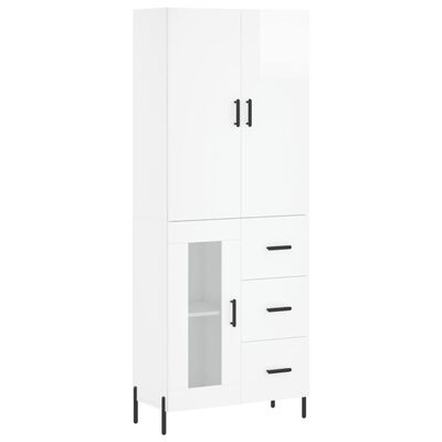 vidaXL Highboard High Gloss White 69.5x34x180 cm Engineered Wood