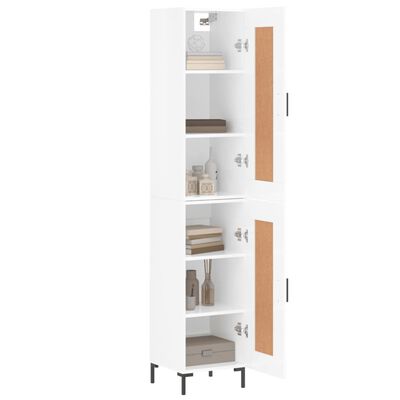 vidaXL Highboard High Gloss White 34.5x34x180 cm Engineered Wood