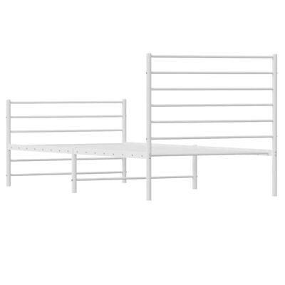 vidaXL Metal Bed Frame without Mattress with Footboard White 90x200 cm