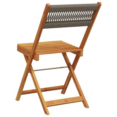 vidaXL Bistro Chairs 2 pcs Grey Solid Wood Acacia and Rope