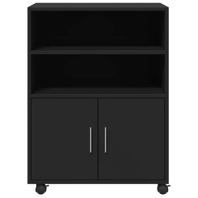 vidaXL Rolling Cabinet Black 60x48x81 cm Engineered Wood