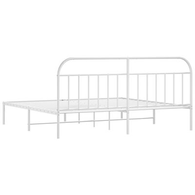 vidaXL Metal Bed Frame without Mattress with Headboard White 193x203 cm