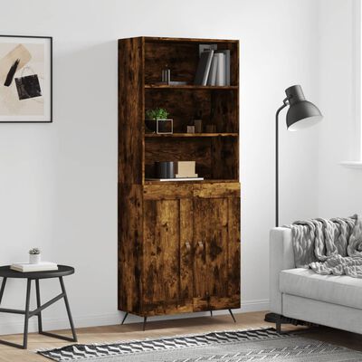 vidaXL Highboard Smoked Oak 69.5x34x180 cm Engineered Wood