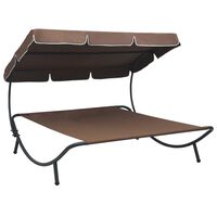 vidaXL Outdoor Lounge Bed with Canopy Brown