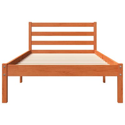 vidaXL Bed Frame without Mattress Wax Brown 75x190 cm Small Single Solid Wood Pine