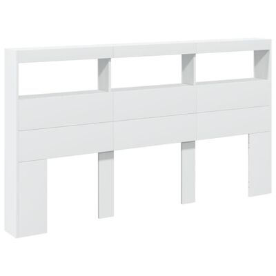 vidaXL Headboard Cabinet with LED White 180x17x102 cm